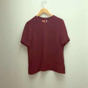 NWT - Anne Klein 100% Silk Wine Blouse - 4